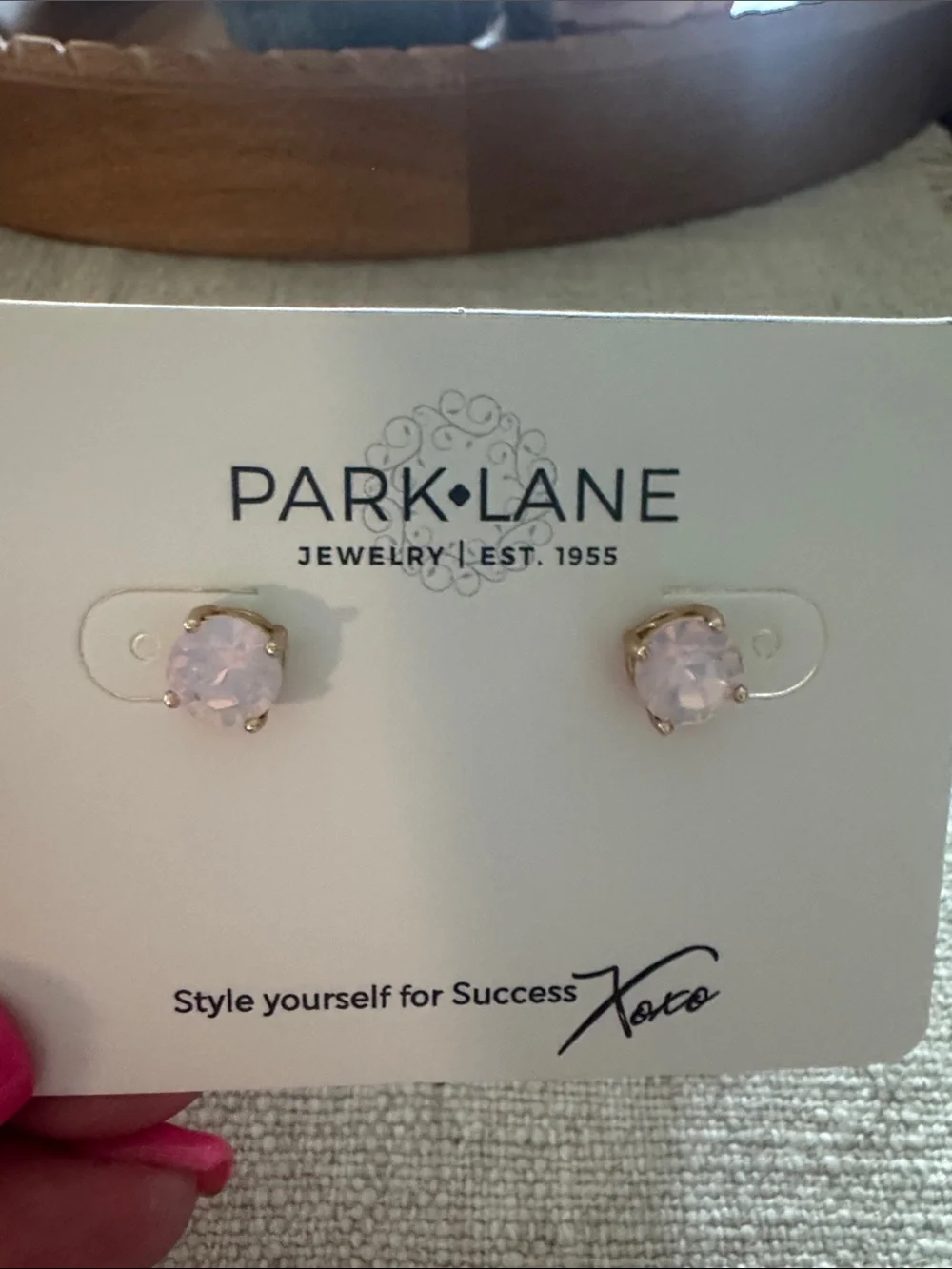 Park Lane Gold-Tone Pink Opal Stud Earrings. NIB